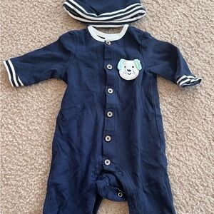 3 months Navy Blue Kids One Piece with Hat